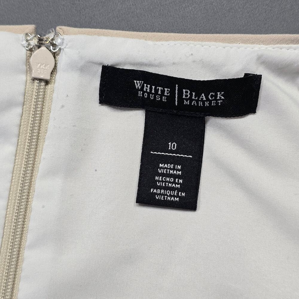 White House Black Market Cream and Tan Midi Dress - Picture 3 of 12